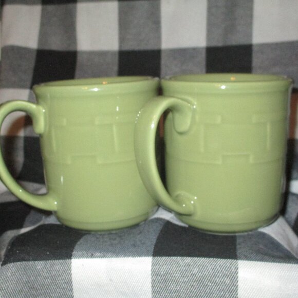 COPY - 2 Longaberger Pottery Woven Traditions Sage Green Coffee 12oz… - Picture 2 of 4